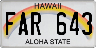HI license plate FAR643