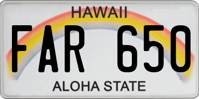 HI license plate FAR650