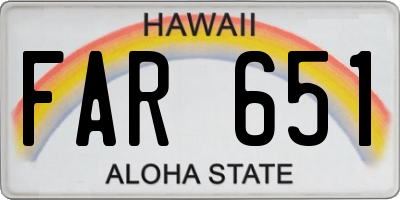 HI license plate FAR651