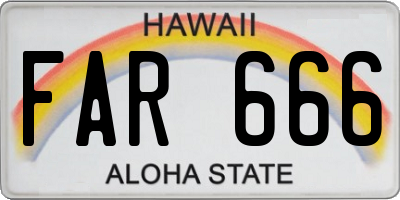 HI license plate FAR666