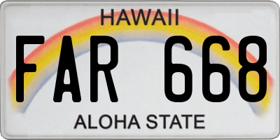 HI license plate FAR668