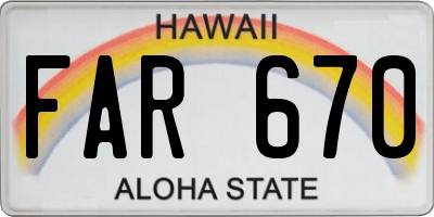 HI license plate FAR670
