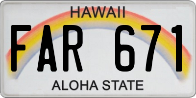 HI license plate FAR671