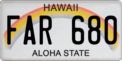 HI license plate FAR680