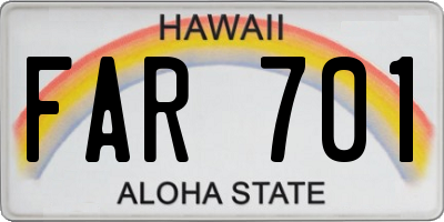 HI license plate FAR701