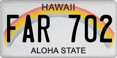 HI license plate FAR702