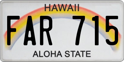 HI license plate FAR715
