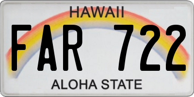 HI license plate FAR722