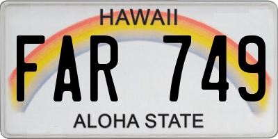 HI license plate FAR749