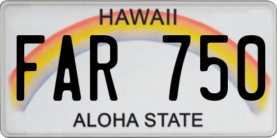 HI license plate FAR750