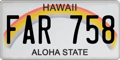 HI license plate FAR758