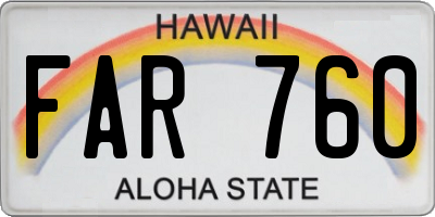 HI license plate FAR760