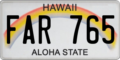 HI license plate FAR765