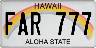 HI license plate FAR777