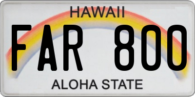 HI license plate FAR800