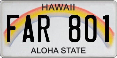 HI license plate FAR801