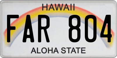 HI license plate FAR804