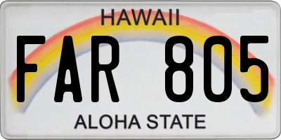 HI license plate FAR805