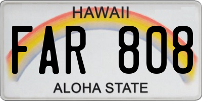 HI license plate FAR808
