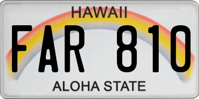 HI license plate FAR810