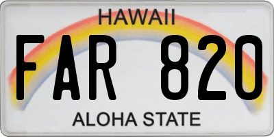 HI license plate FAR820
