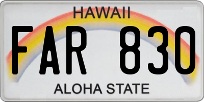 HI license plate FAR830