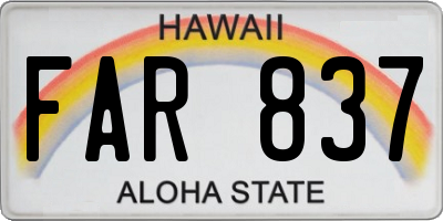 HI license plate FAR837