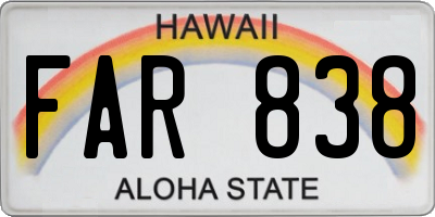 HI license plate FAR838