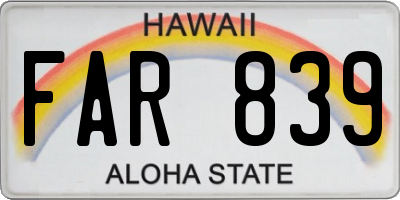 HI license plate FAR839