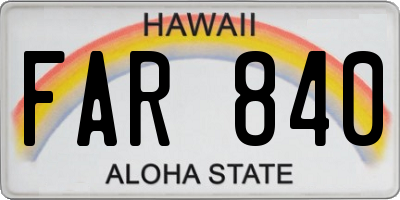 HI license plate FAR840