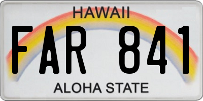 HI license plate FAR841