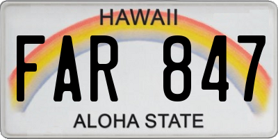 HI license plate FAR847
