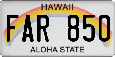 HI license plate FAR850