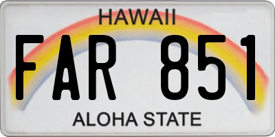 HI license plate FAR851