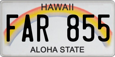 HI license plate FAR855