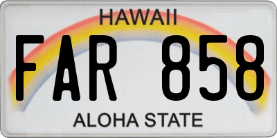 HI license plate FAR858