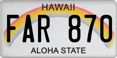 HI license plate FAR870