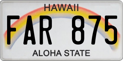 HI license plate FAR875
