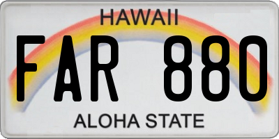 HI license plate FAR880