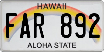 HI license plate FAR892