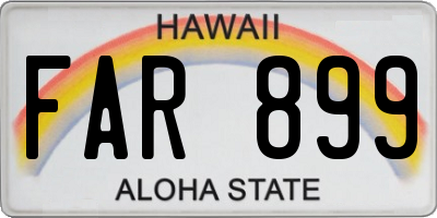 HI license plate FAR899