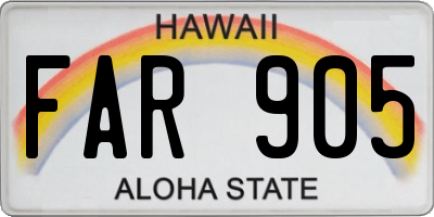 HI license plate FAR905