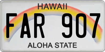 HI license plate FAR907