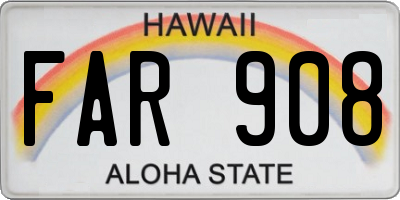 HI license plate FAR908
