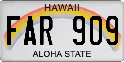 HI license plate FAR909