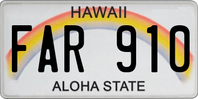 HI license plate FAR910