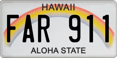 HI license plate FAR911