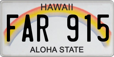 HI license plate FAR915
