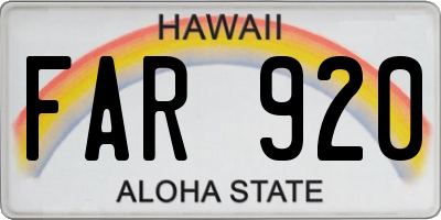 HI license plate FAR920