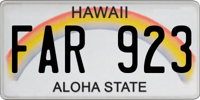 HI license plate FAR923